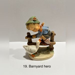Goebel Hummel "Barnyard Hero" 4" Tall Boy Fence and Duck TMK-3 #195 Figurine
